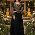 Fancy 3 Piece Indian Organza Dress with Nagina & Beads Work – Heavy Adda Work | HiZo Collection