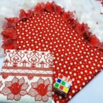 Premium Cut Work Polka Dots Lawn Cotton 3 Piece Suit | Heavy Embroidered Chiffon Dupatta
