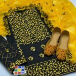 Bareeze Black & Yellow Lawn 3PC Suit | Full Embroidery with Chiffon Dupatta