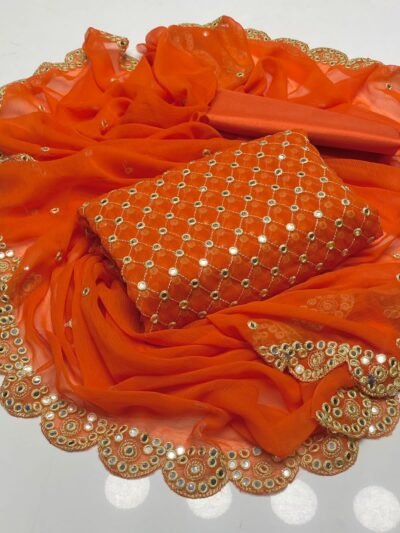 Wedding Collection Luxury 3PC Dress | Heavy Sheesha & Zaari Embroidery with Chiffon Dupatta